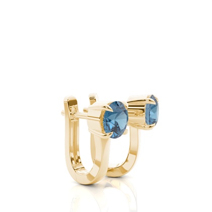 Prong Setting Blue Topaz Hoop Earrings