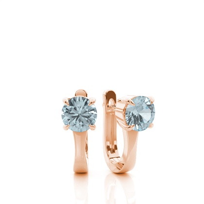 Prong Setting Aquamarine Hoop Earrings
