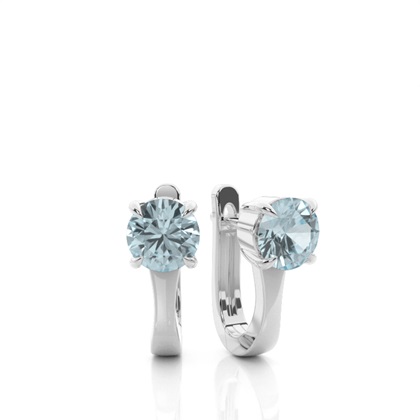 Prong Setting Aquamarine Hoop Earrings