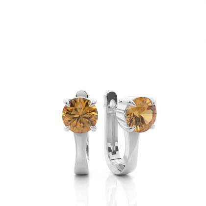 Prong Setting Citrine Hoop Earrings
