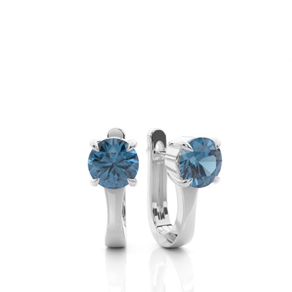 Prong Setting Blue Topaz Hoop Earrings