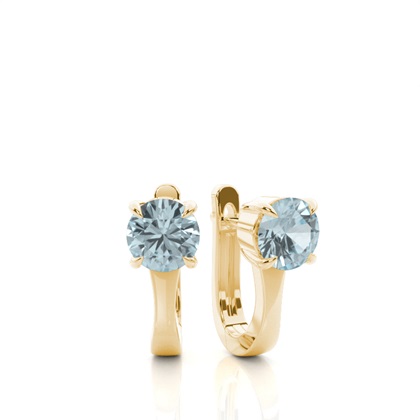 Prong Setting Aquamarine Hoop Earrings