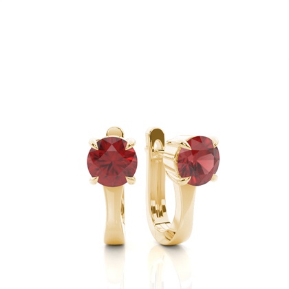 Prong Setting Garnet Hoop Earrings