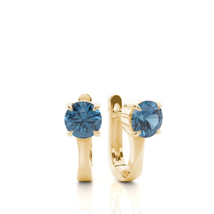 Prong Setting Blue Topaz Hoop Earrings