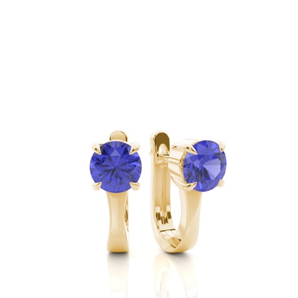 Prong Setting Tanzanite Hoop Earrings