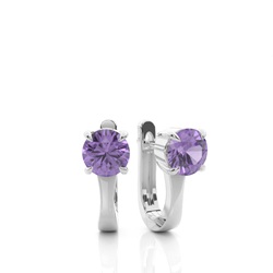 Prong Setting Amethyst Hoop Earrings