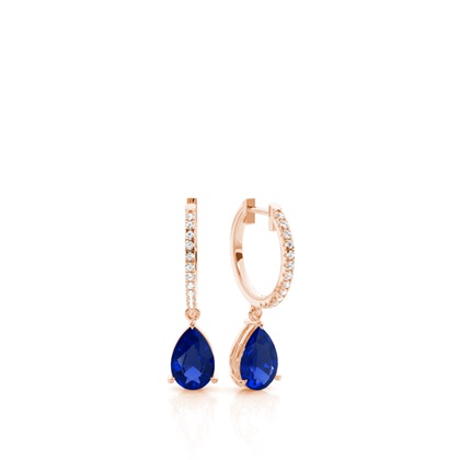Pear Rose Gold Sapphire Earrings Diamond