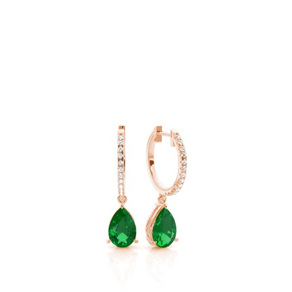 Rose Gold Emerald Diamond Earrings Diamond