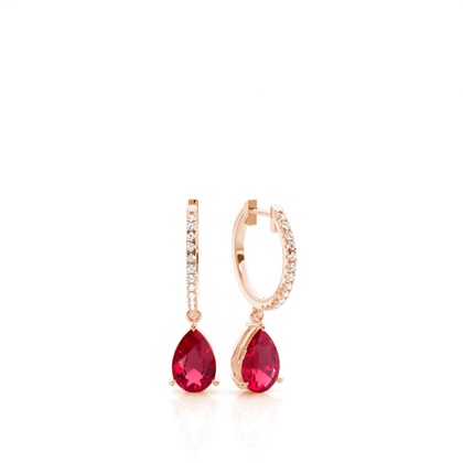 Rose Gold Ruby Earrings Diamond
