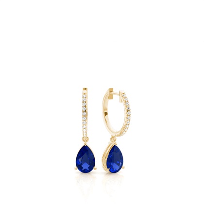 Pear Yellow Gold Sapphire Earrings Diamond