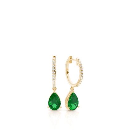 Yellow Gold Emerald Earrings Diamond