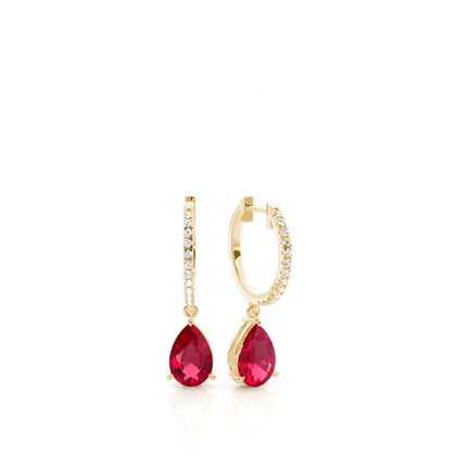 Yellow Gold Ruby Earrings Diamond