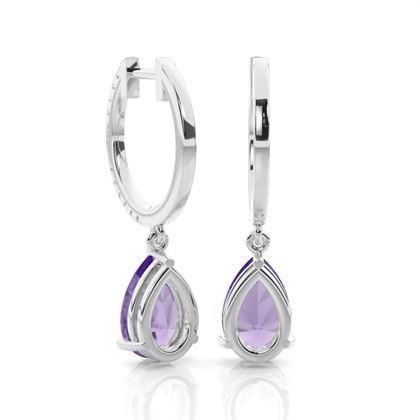 Amethyst-Tropfenohrringe in Krappenfassung