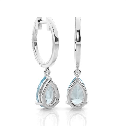 Aquamarin-Tropfenohrringe in Krappenfassung