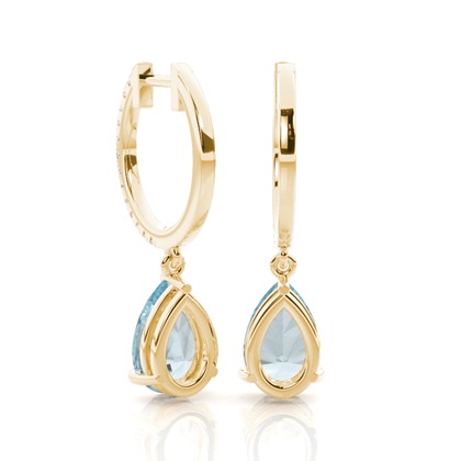Aquamarin-Tropfenohrringe in Krappenfassung