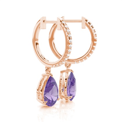 Amethyst-Tropfenohrringe in Krappenfassung