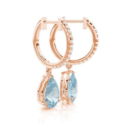 Aquamarin-Tropfenohrringe in Krappenfassung