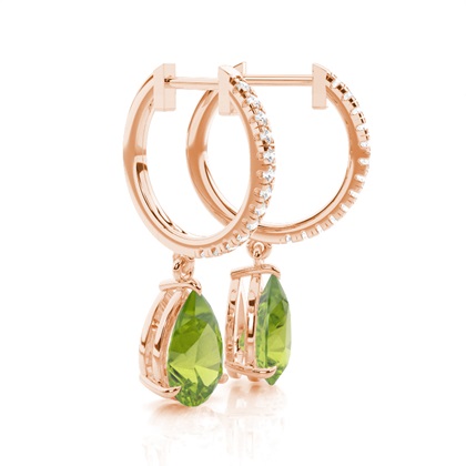 Peridot-Tropfenohrringe in Krappenfassung