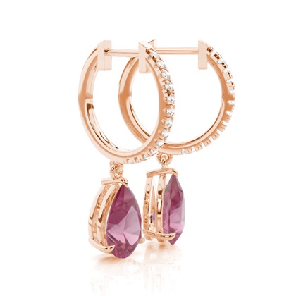 Krappenfassung rosa Turmalin-Tropfen-Ohrringe