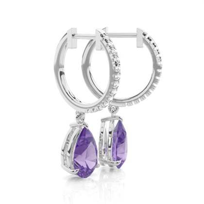 Amethyst-Tropfenohrringe in Krappenfassung