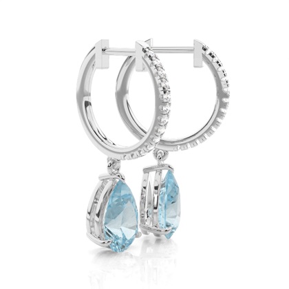 Aquamarin-Tropfenohrringe in Krappenfassung