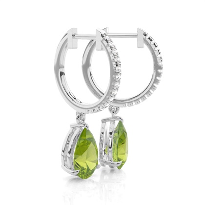 Peridot-Tropfenohrringe in Krappenfassung