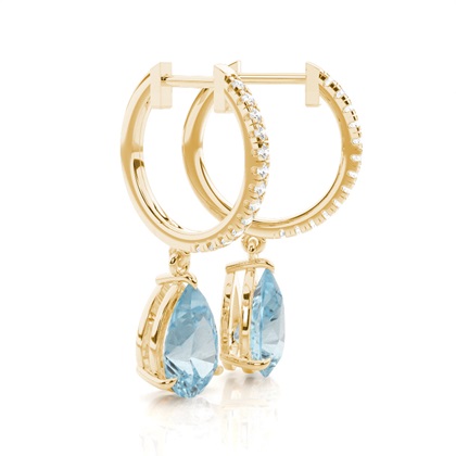 Aquamarin-Tropfenohrringe in Krappenfassung