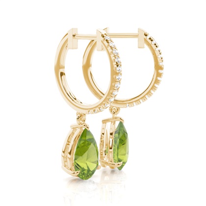 Peridot-Tropfenohrringe in Krappenfassung