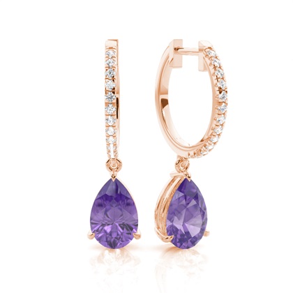 Prong Setting Amethyst Drop Earrings