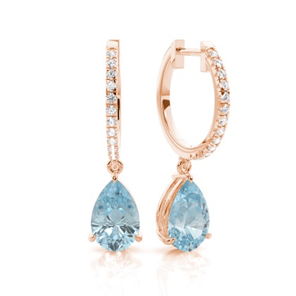 Prong Setting Aquamarine Drop Earrings