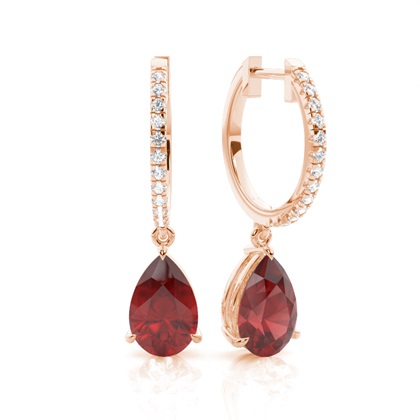 Prong Setting Garnet Drop Earrings