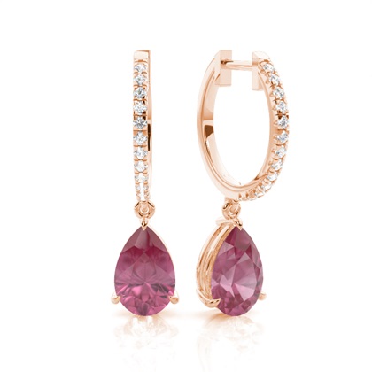 Prong Setting Pink Tourmaline Drop Earrings