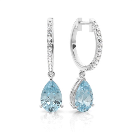 Prong Setting Aquamarine Drop Earrings