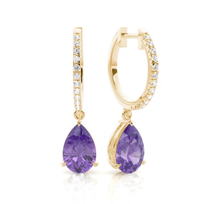 Prong Setting Amethyst Drop Earrings