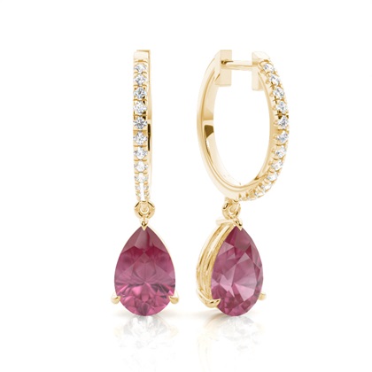 Prong Setting Pink Tourmaline Drop Earrings
