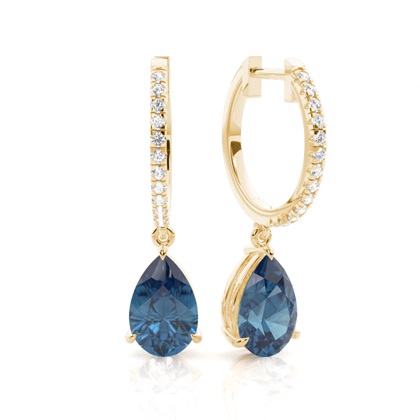 Prong Setting Blue Topaz Drop Earrings