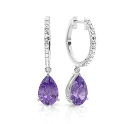 Prong Setting Amethyst Drop Earrings