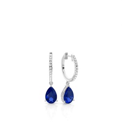 Prong Setting Blue Sapphire Drop Earrings