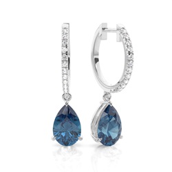 Prong Setting Blue Topaz Drop Earrings