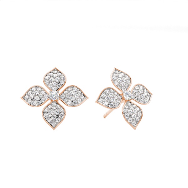 Pave Setting Diamond Cluster Stud Earrings