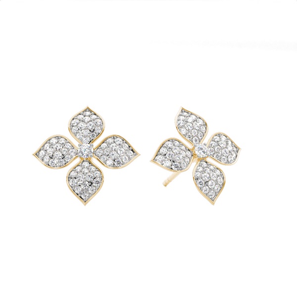 Pave Setting Diamond Cluster Stud Earrings