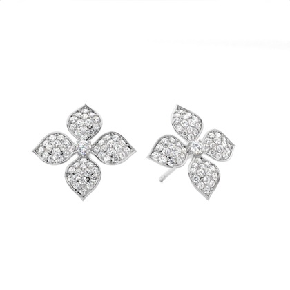 Pave Setting Diamond Cluster Stud Earrings