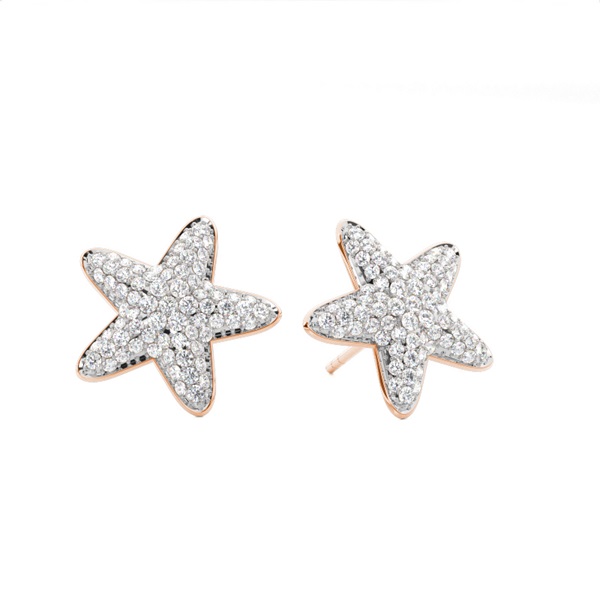 Pave Setting Diamond Cluster Stud Earrings