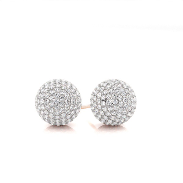 Pave Setting Diamond Cluster Stud Earrings