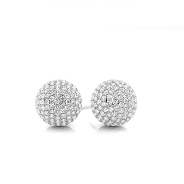 Pave Setting Diamond Cluster Stud Earrings