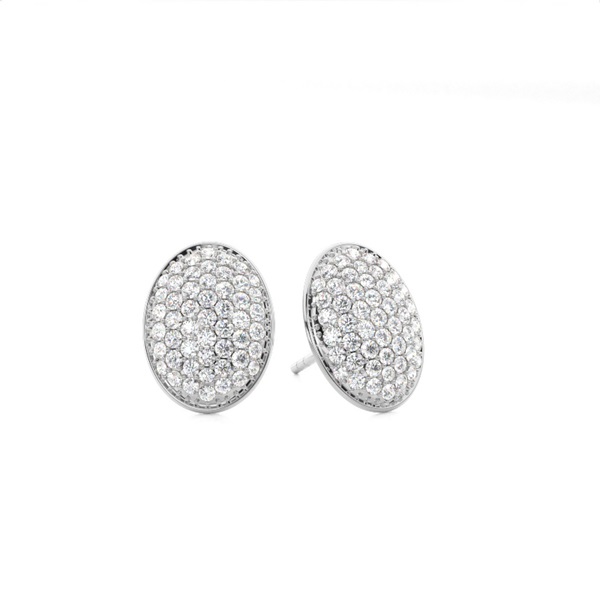 Pave Setting Diamond Cluster Stud Earrings