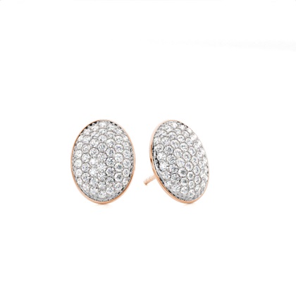 Round Rose Gold Cluster Diamond Earrings