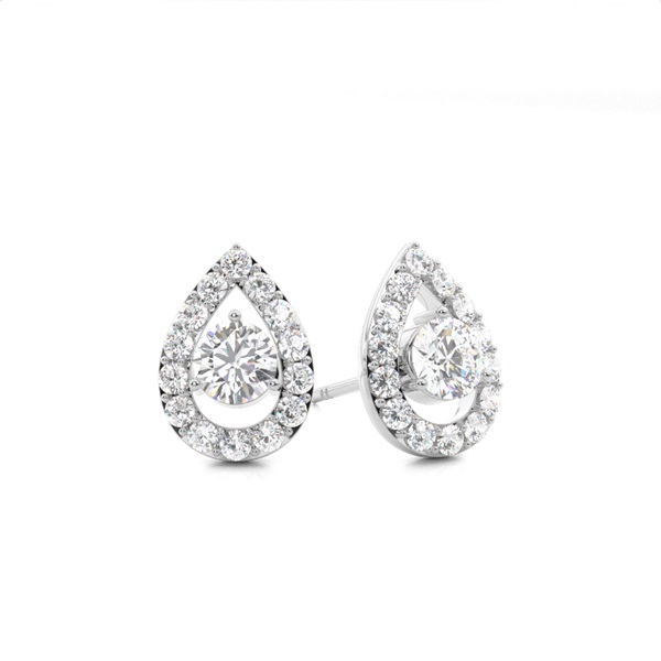 3 Prong Setting Round Diamond Halo Earring