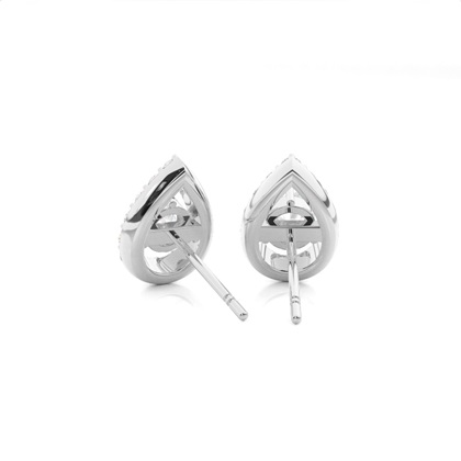 3 Prong Setting Round Diamond Halo Earring
