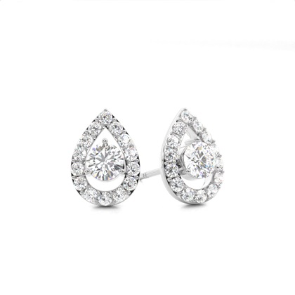 3 Prong Setting Round Diamond Halo Earring